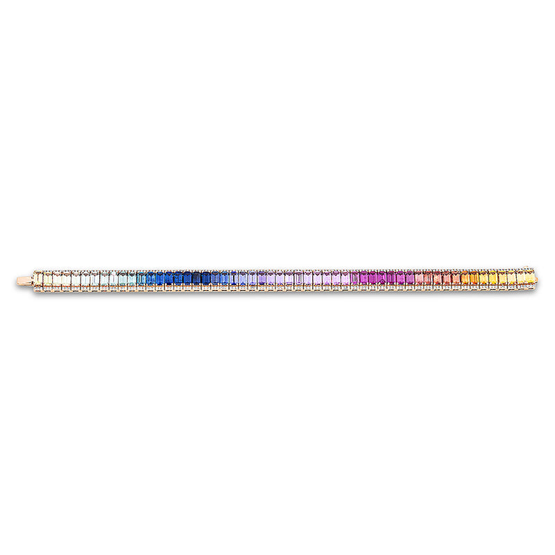 Armband 18 kt RG, 324 Brill. 1,28 ct, TW-si, 54 Saphire 16,21 ct multicolor