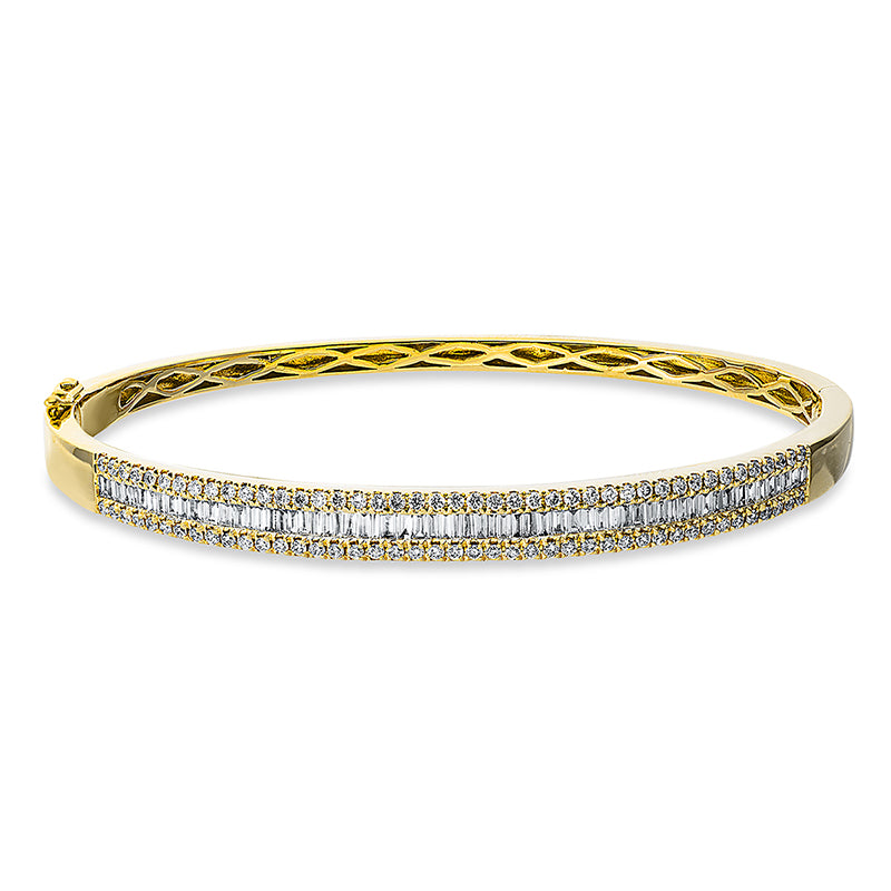 Armreif 18 kt GG, Fassung rhodiniert, 62 Bag. 0,62 ct, TW-si, 86 Brill. 0,60 ct, TW-si