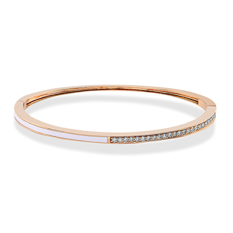 Armreif 18 kt RG, 24 Brill. 0,30 ct, TW-si, 1 Emaille weiß
