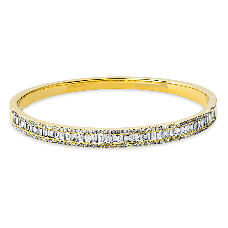 Armreif 18 kt GG, 46 Trap. 2,40 ct, TW-si, 134 Brill. 0,59 ct, TW-si