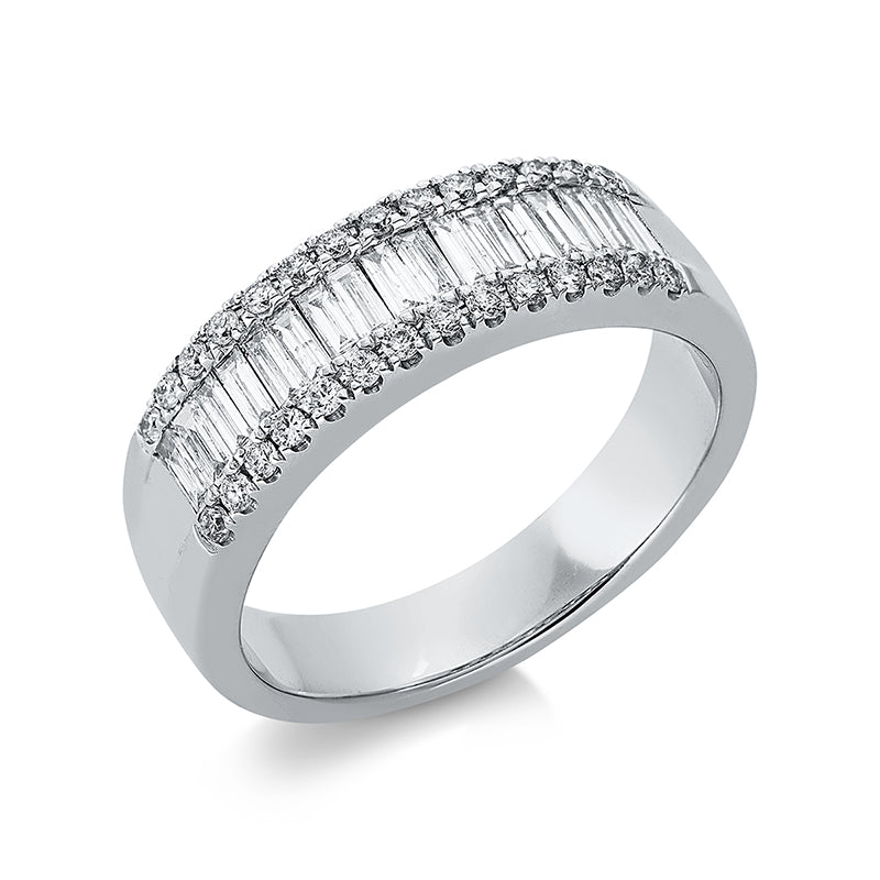 Ring 18 kt WG, 17 Bag. 0,37 ct, TW-si, 28 Brill. 0,20 ct, TW-si