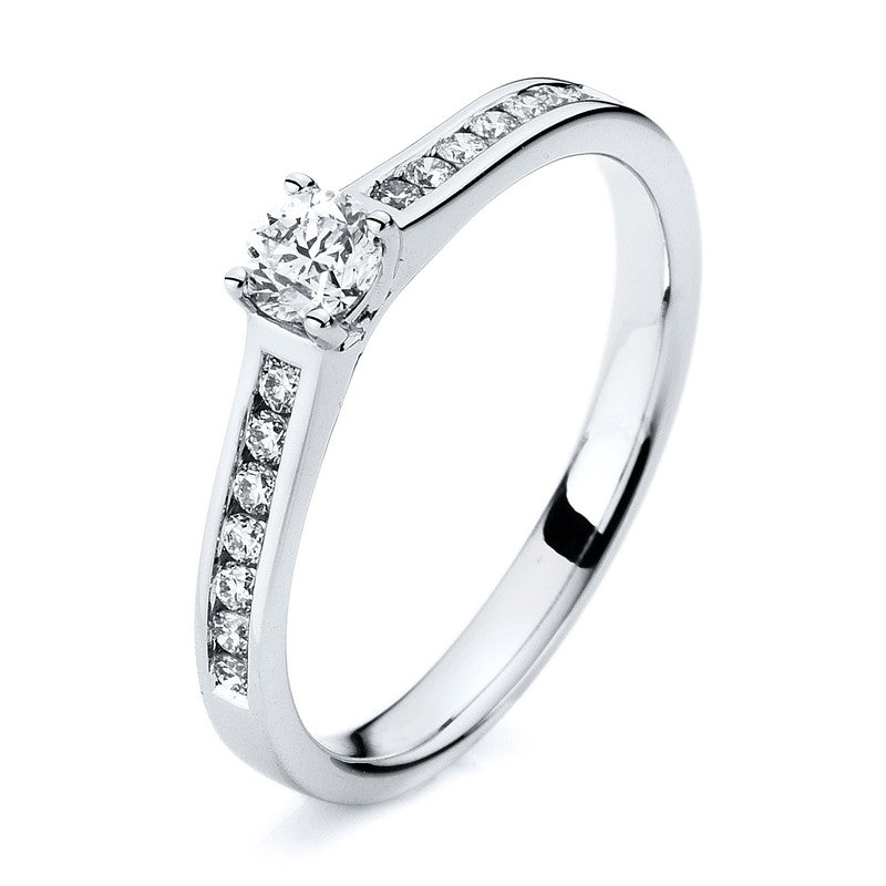 Ring 14 kt WG, 14 Brill. 0,13 ct, TW-si, 1 Brill. 0,31 ct, TW-si