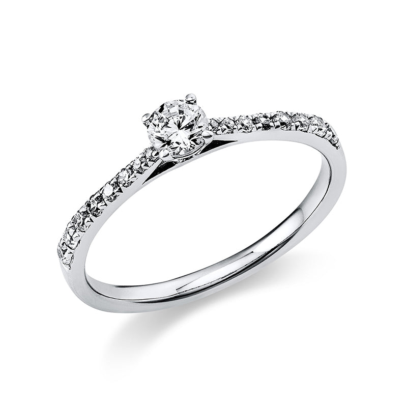 Ring 14 kt WG, 1 Brill. 0,18 ct, TW-si, 16 Brill. 0,18 ct, TW-si
