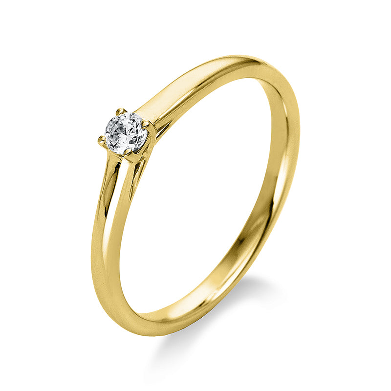 Ring 4er-Krappe 18 kt GG. 1 Brill. 0.10 ct. TW-si. B:2.0 mm. Weite:50