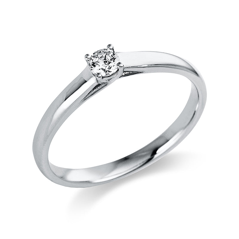 Ring 4er-Krappe 18 kt WG. 1 Brill. 0.15 ct. TW-si. Weite:54