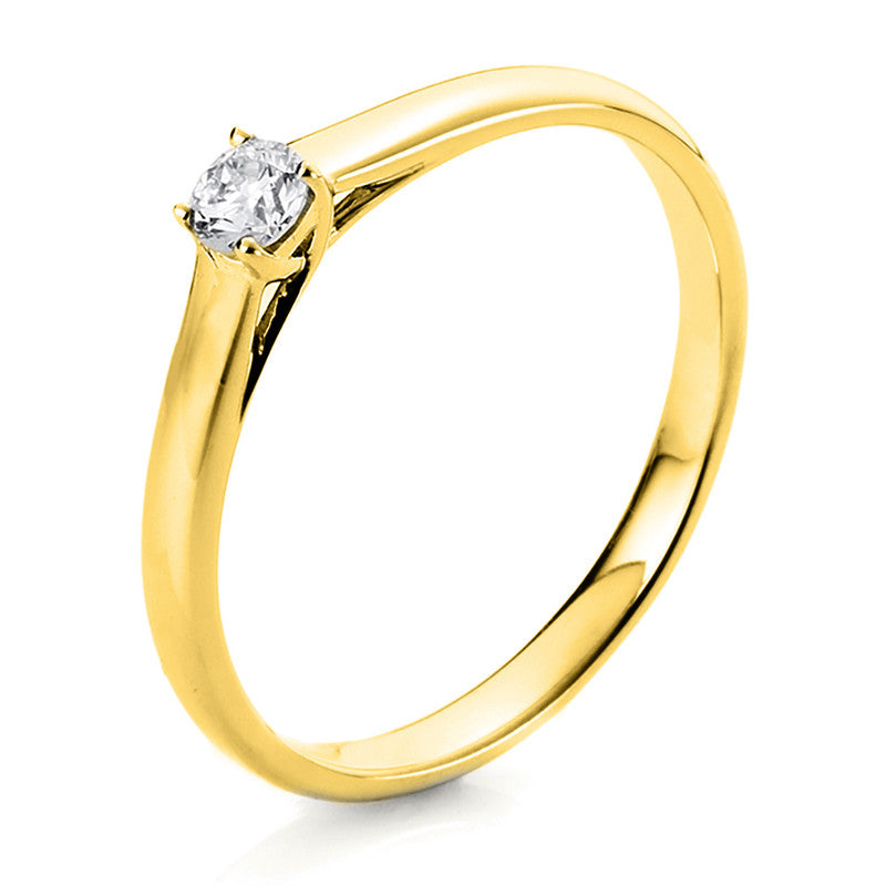 Ring 4er-Krappe 18 kt GG. 1 Brill. 0.25 ct. TW-si. B:2.4 mm. Weite:50