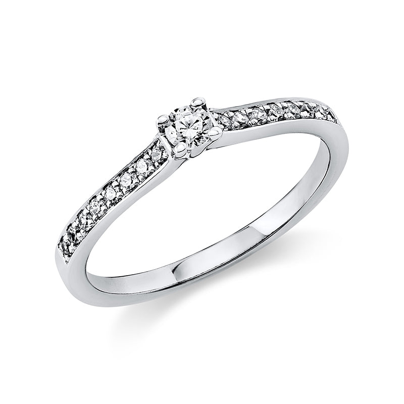 Ring 950 Pt Platin, 1 Brill. 0,10 ct, TW-si, 16 Brill. 0,12 ct, TW-si