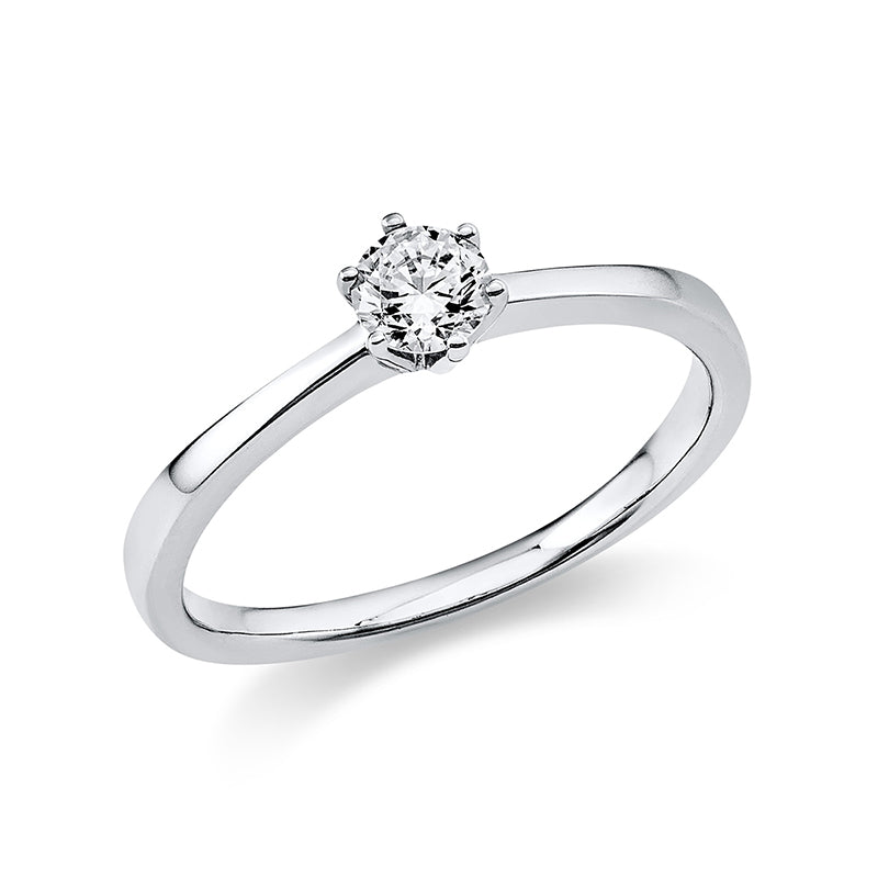 Ring 6er-Krappe 18 kt WG. 1 Brill. 0.25 ct. TW-si. Weite:48