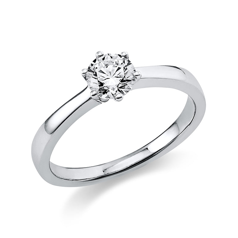 Ring 6er-Krappe 18 kt WG GIA 6232764860. 1 Brill. 0.50 ct. TW-si. Weite:54