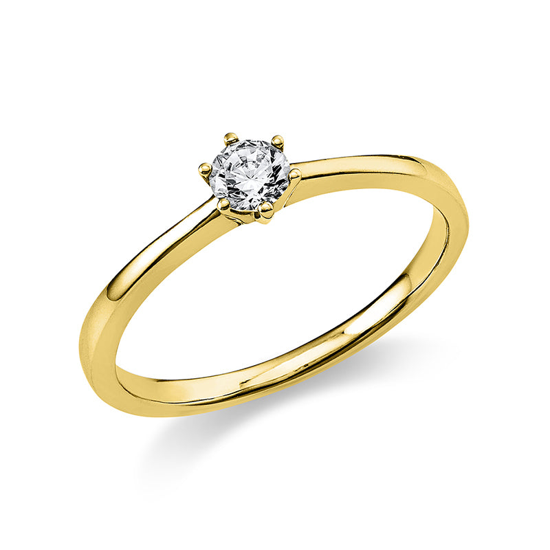 Ring 6er-Krappe 14 kt GG. 1 Brill. 0.20 ct. TW-si. Weite:60