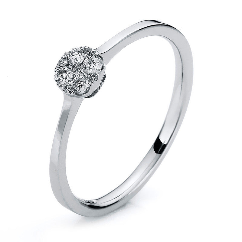 Ring 14 kt WG, 9 Brill. 0,14 ct, TW-si