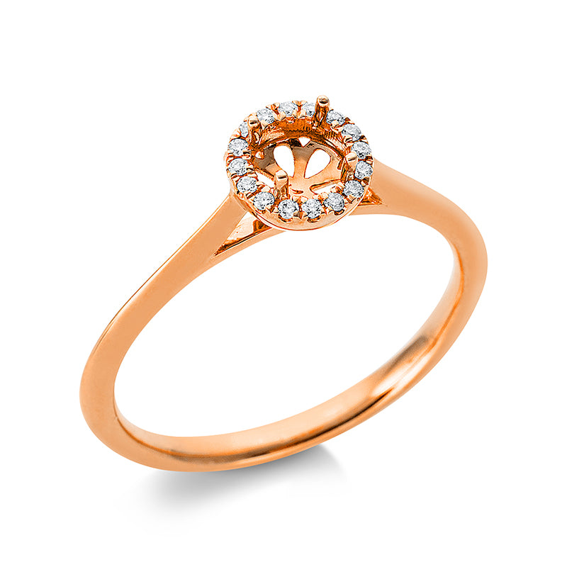 Ring 18 kt RG, 16 Brill. 0,06 ct, TW-si, Leerfassung für 1x Brill. 0,30 ct