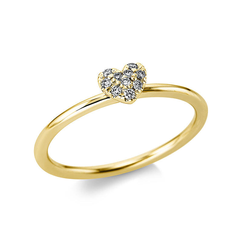 Ring 18 kt GG, 10 Brill. 0,07 ct, TW-si