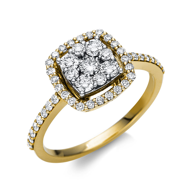 Ring 14 kt GG, 44 Brill. 0,39 ct, TW-si, 5 Brill. 0,31 ct, TW-si