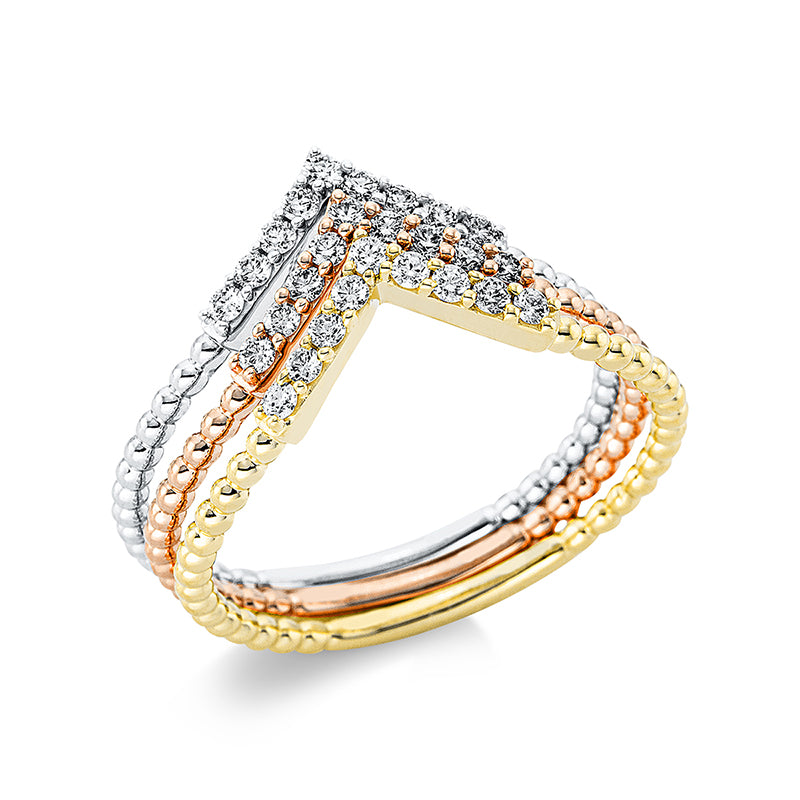 Ring 18 kt WG+GG+RG, 27 Brill. 0,31 ct, TW-si
