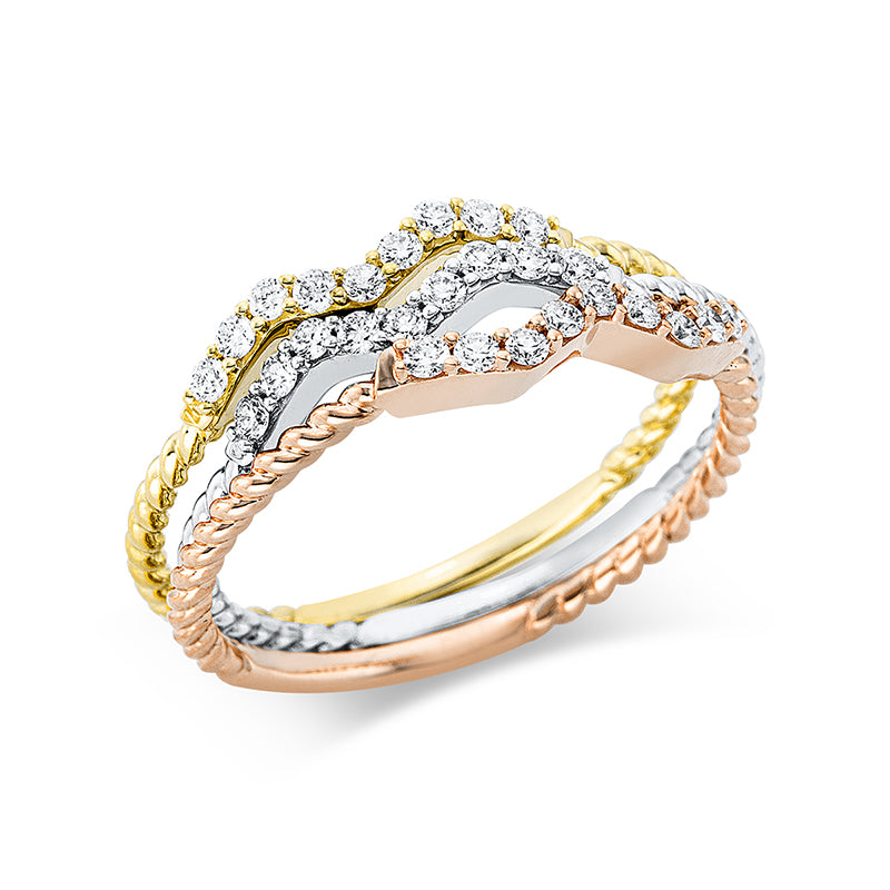 Ring 18 kt WG+GG+RG. 27 Brillanten 0.30 ct. TW-si. B:6.0 mm. Weite:54