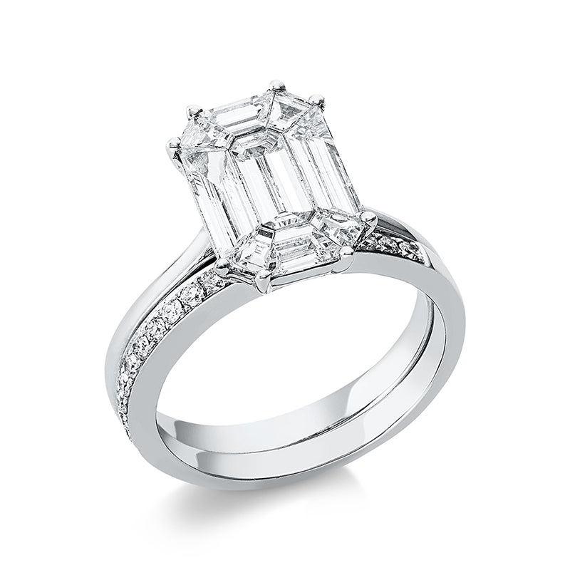 Ring 18 kt WG, 9 Trap. 1,69 ct, TW-si, 18 Brill. 0,24 ct, TW-si