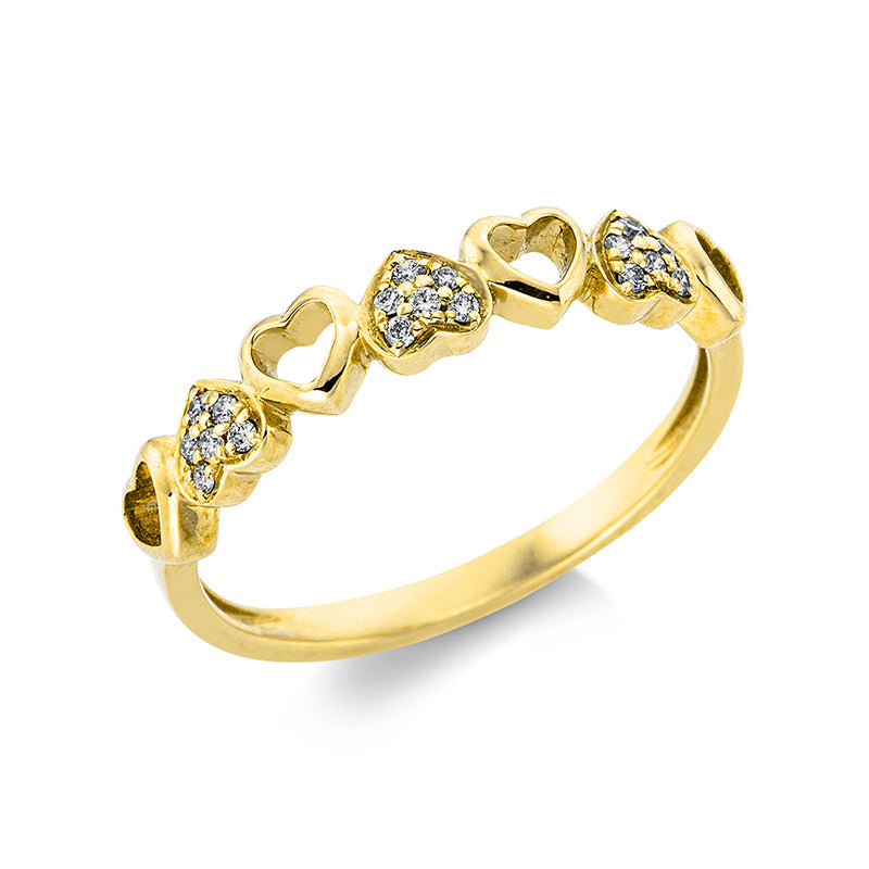 Ring 18 kt GG, 18 Brill. 0,08 ct, TW-si