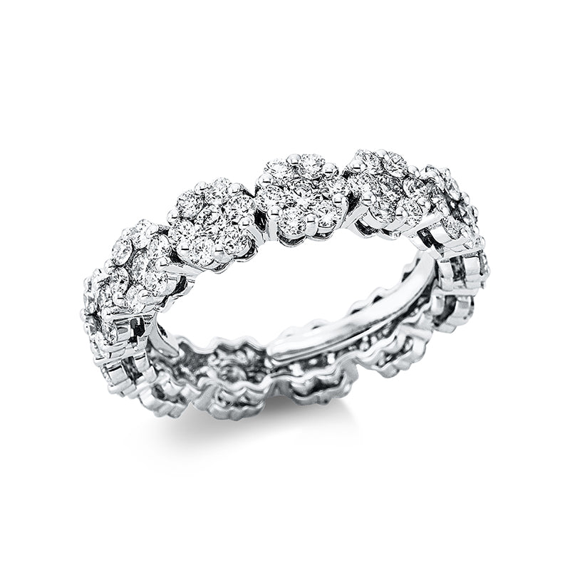 Ring 18 kt WG, 78 Brill. 1,91 ct, TW-vsi, 13 Brill. 0,74 ct, TW-vsi