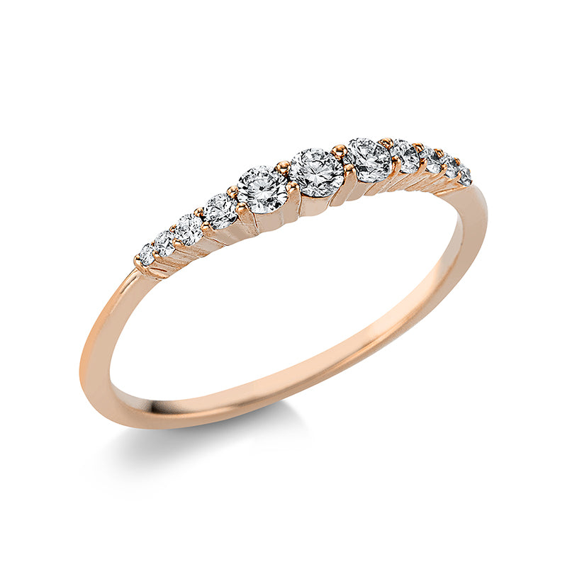 Ring 14 kt RG, 3 Brill. 0,17 ct, TW-vsi, 8 Brill. 0,09 ct, TW-vsi