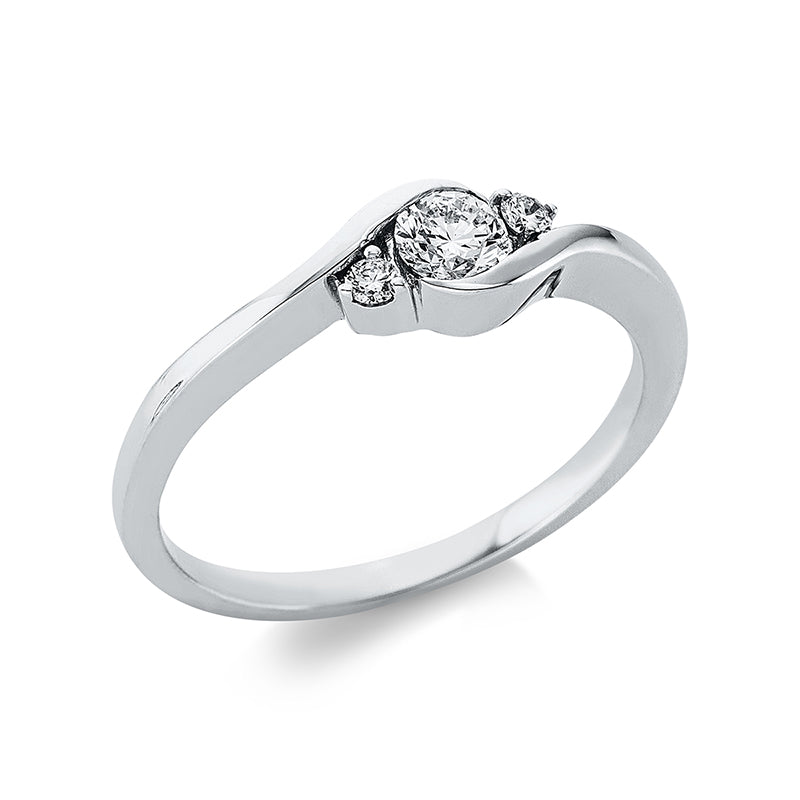 Ring 18 kt WG. 1 Brill. 0.23 ct. TW-si. 2 Brillanten 0.05 ct. TW-si. Weite:54
