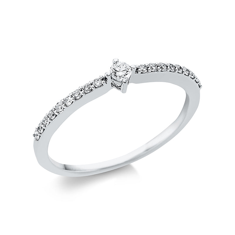Ring 18 kt WG, 18 Brill. 0,11 ct, TW-vsi, 1 Brill. 0,06 ct, TW-vsi