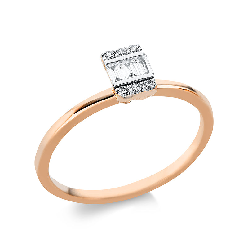 Ring 18 kt RG, 9 Fant-Schl. 0,15 ct, TW-vsi/si