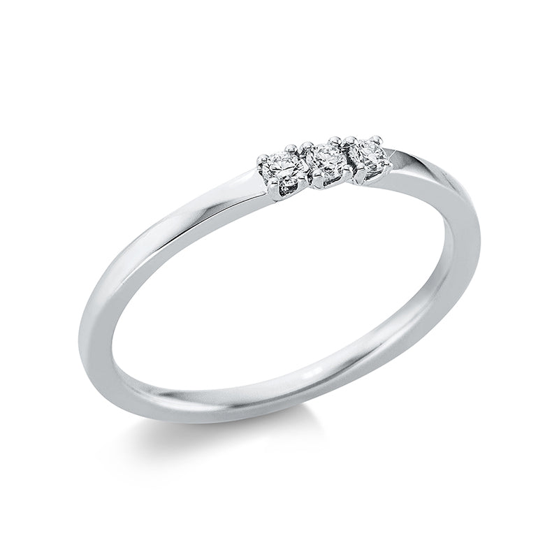 Ring 4er-Krappe 18 kt WG. 3 Brillanten 0.09 ct. TW-si. Weite:54