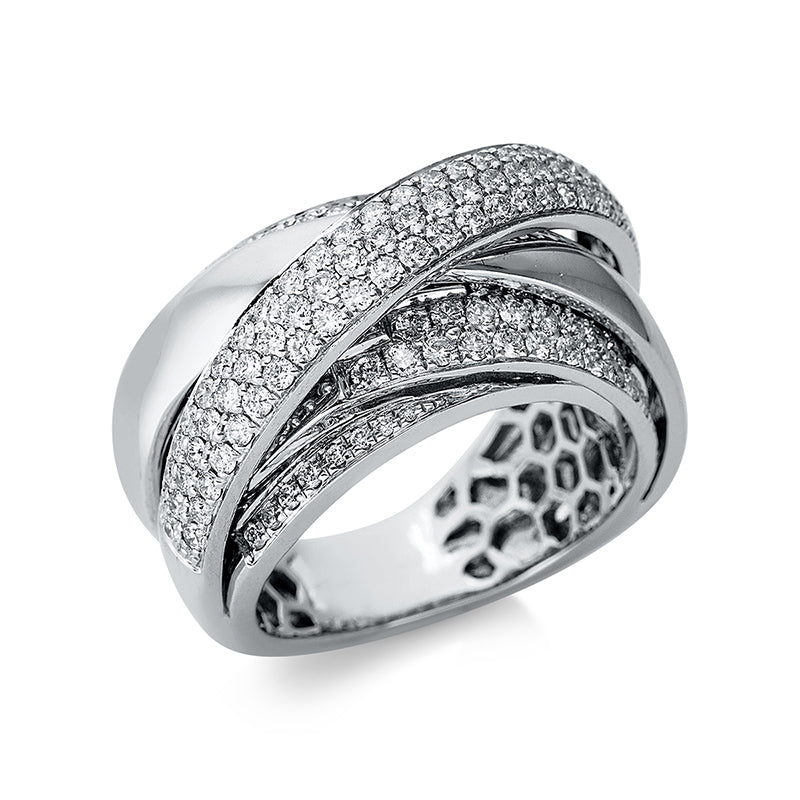 Ring 18 kt WG. 155 Brillanten 1.73 ct. TW-si. B:11.9 mm. Weite:54