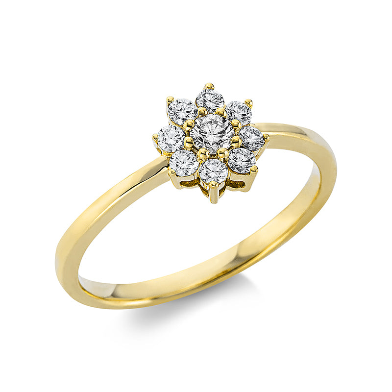 Ring 18 kt GG, 1 Brill. 0,10 ct, TW-si, 8 Brill. 0,19 ct, TW-si