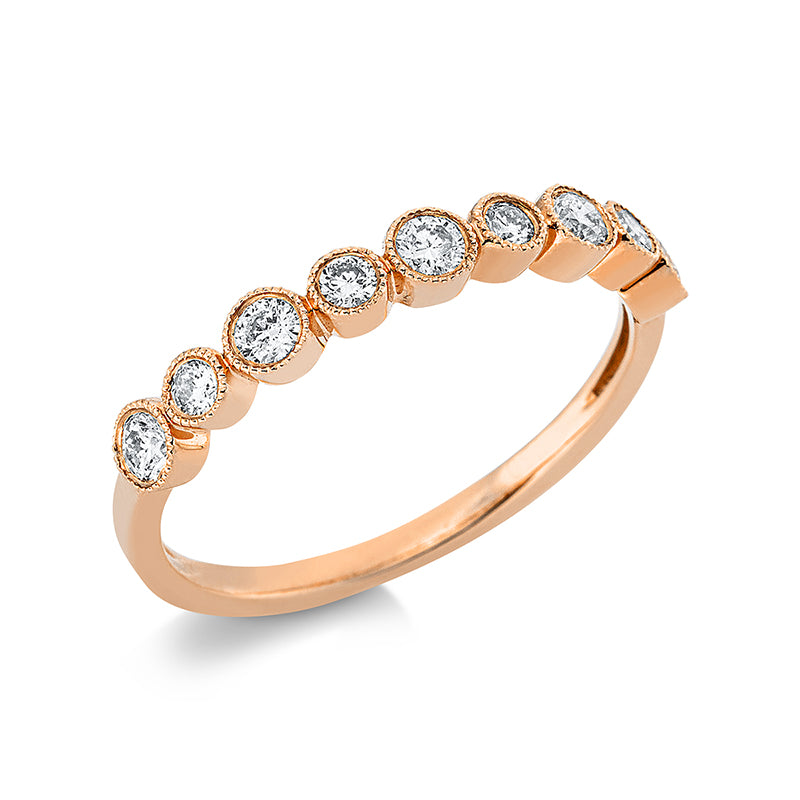 Ring 18 kt RG, 4 Brill. 0,11 ct, TW-si, 5 Brill. 0,26 ct, TW-si