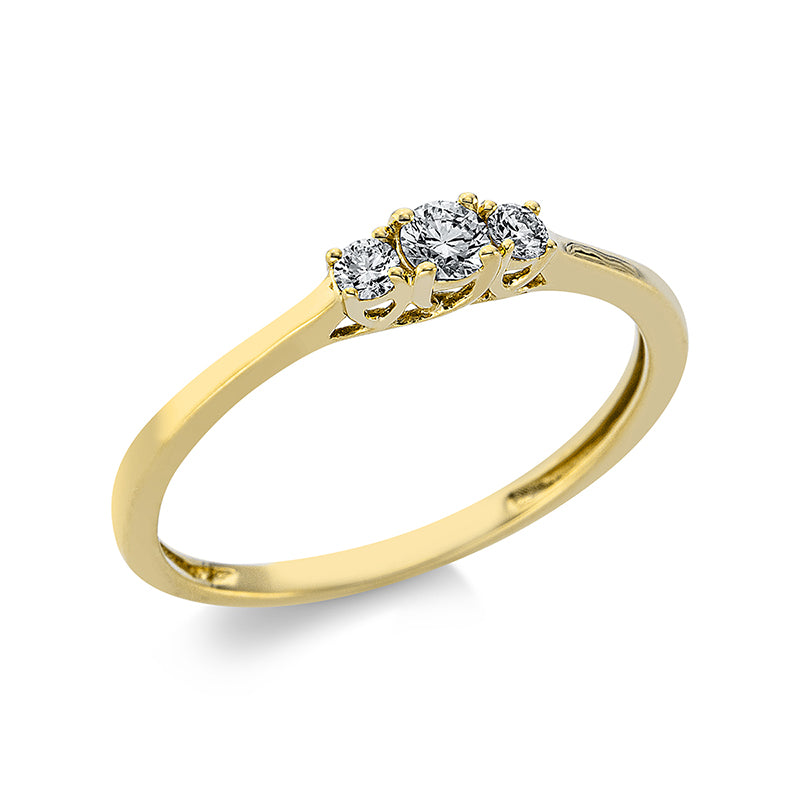 Ring 18 kt GG, 1 Brill. 0,10 ct, TW-si, 2 Brill. 0,08 ct, TW-si