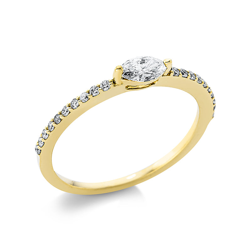 Ring 18 kt GG, 20 Brill. 0,13 ct, TW-si, 1 Nav. 0,25 ct, TW-si
