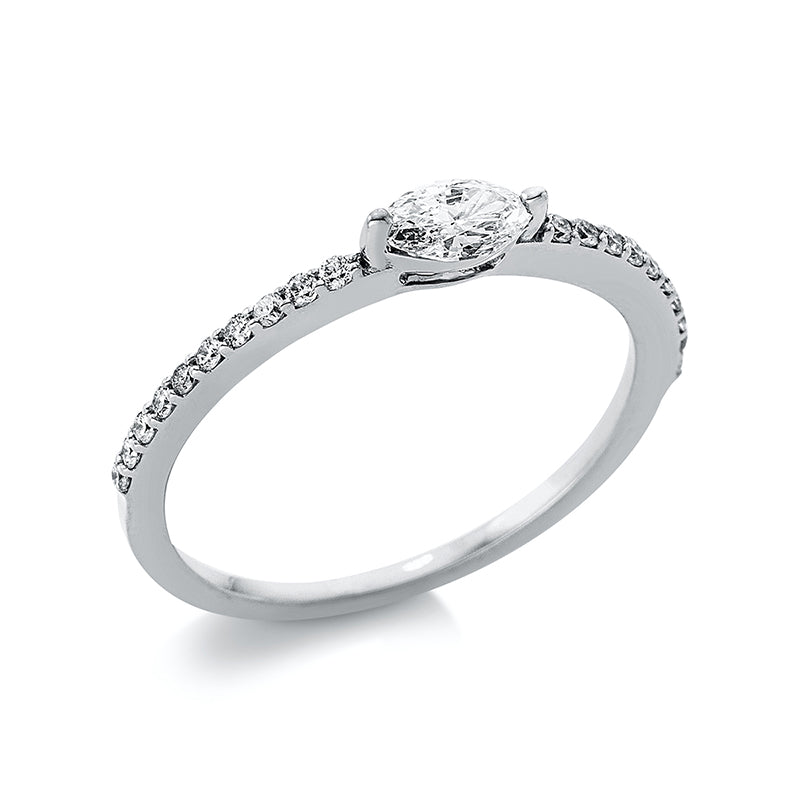 Ring 18 kt WG, 20 Brill. 0,13 ct, TW-si, 1 Nav. 0,25 ct, TW-si