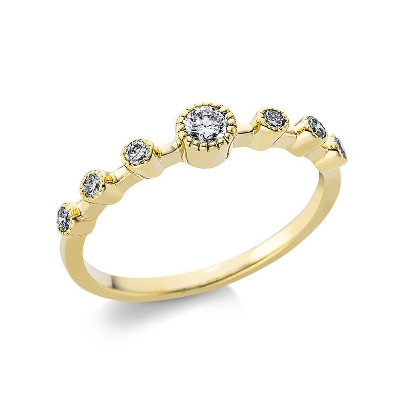 Ring 18 kt GG, 6 Brill. 0,16 ct, TW-si, 1 Brill. 0,12 ct, TW-si