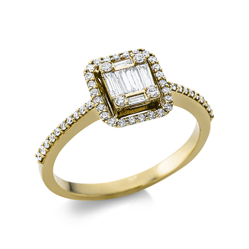 Ring 18 kt GG, 57 Fant-Schl. 0,33 ct, TW-si