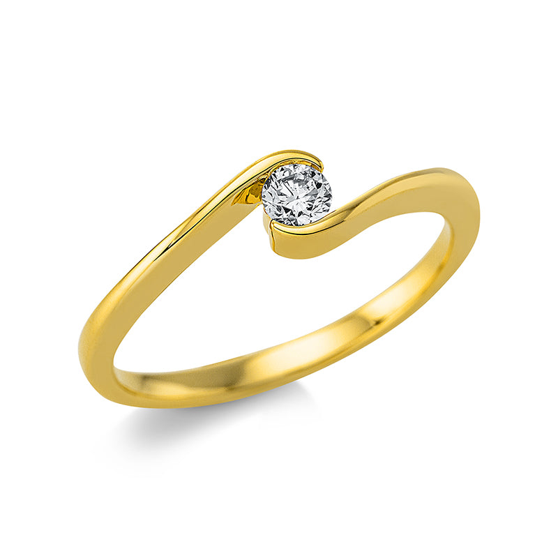 Ring 18 kt GG. 1 Brill. 0.13 ct. TW-si. B:4.7 mm. Weite:54
