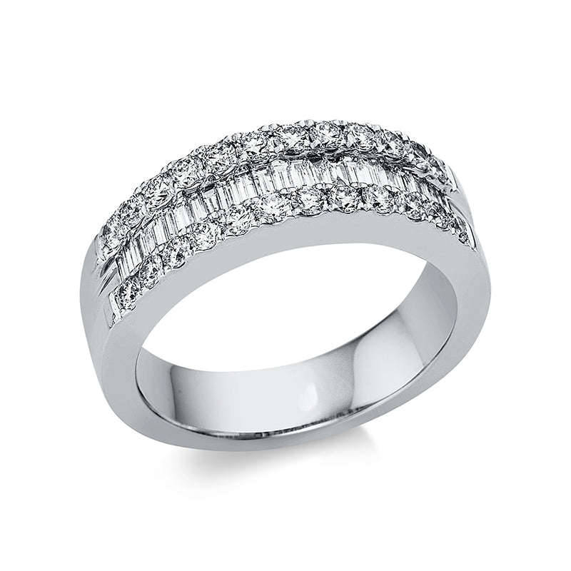 Ring 18 kt WG, 16 Trap. 0,50 ct, TW-si, 24 Brill. 0,58 ct, TW-si