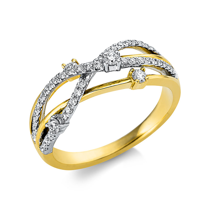 Ring 18 kt GG, 45 Brill. 0,19 ct, TW-vsi, 4 Brill. 0,12 ct, TW-vsi