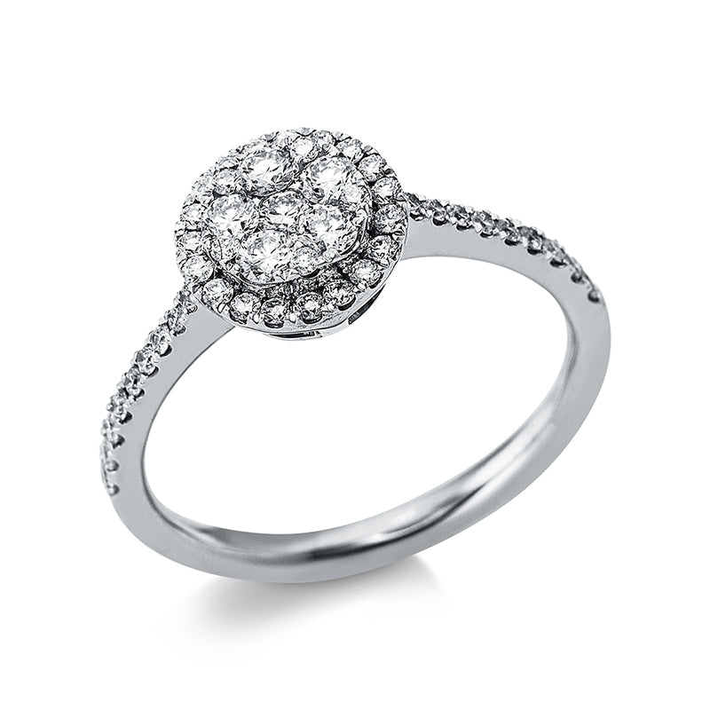 Ring 18 kt WG. 6 Brillanten 0.26 ct. TW-si. 4 Brillanten 0.05 ct. TW-si. 38 Brillanten 0.25 ct. TW-si. Weite:53