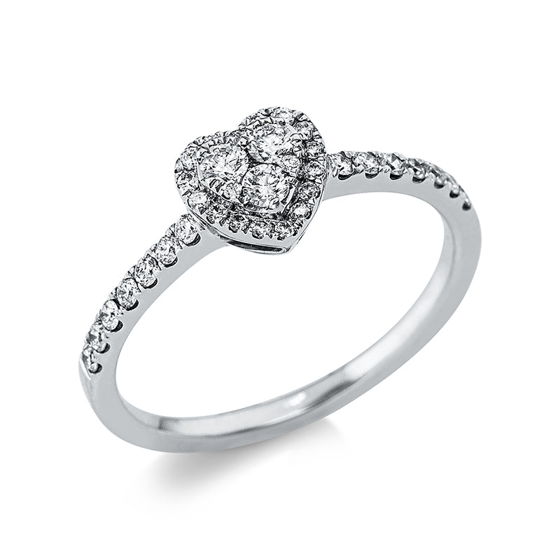Ring 18 kt WG, 19 Brill. 0,07 ct, TW-si, 14 Brill. 0,18 ct, TW-si, 3 Brill. 0,14 ct, TW-si