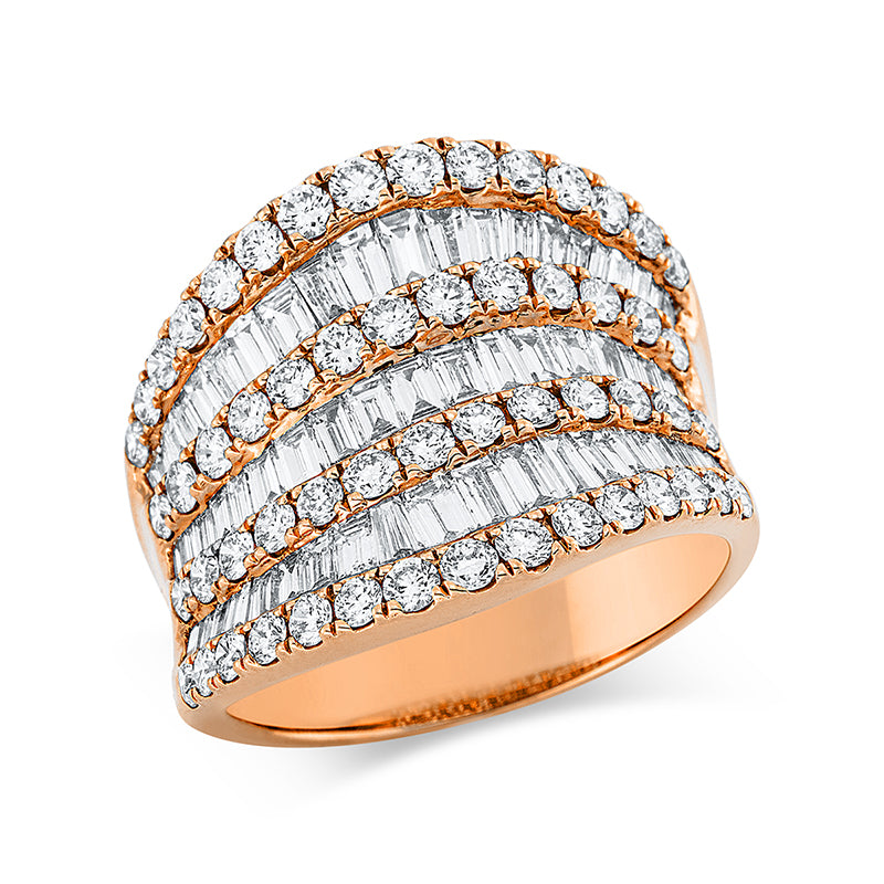 Ring 18 kt RG. 59 Trapeze 1.58 ct. TW-vsi. 56 Brillanten 1.39 ct. TW-vsi. Weite:54