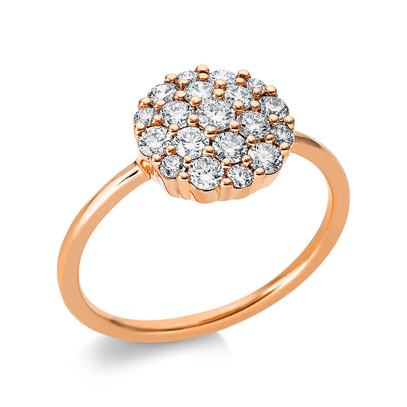 Ring 18 kt RG, 6 Brill. 0,09 ct, TW-vsi/si, 13 Brill. 0,54 ct, TW-vsi/si