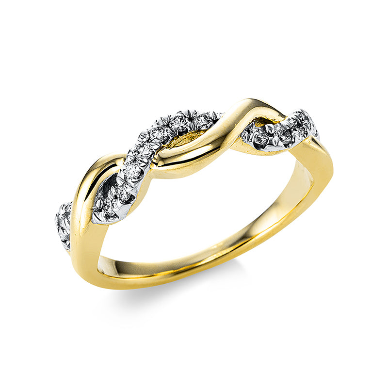 Ring 18 kt GG, 17 Brill. 0,25 ct, TW-si