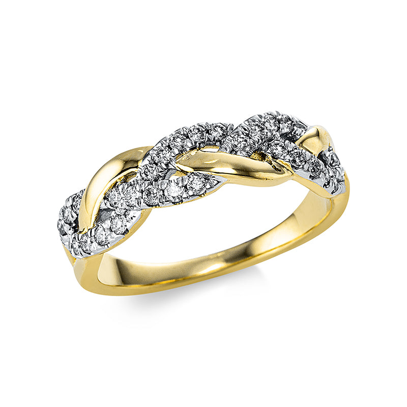 Ring 18 kt GG, 23 Brill. 0,28 ct, TW-si, 5 Brill. 0,05 ct, TW-si