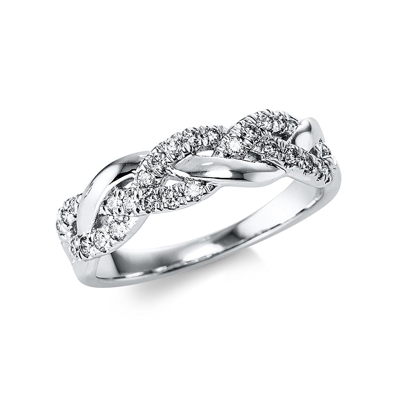 Ring 18 kt WG, 23 Brill. 0,28 ct, TW-si, 5 Brill. 0,05 ct, TW-si
