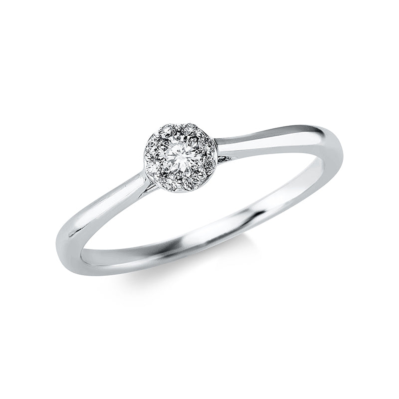 Ring 18 kt WG, 1 Brill. 0,08 ct, TW-si, 8 Brill. 0,07 ct, TW-si
