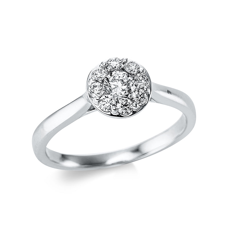 Ring 18 kt WG, 1 Brill. 0,25 ct, TW-si, 8 Brill. 0,25 ct, TW-si