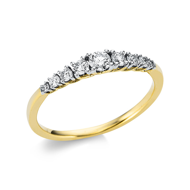 Ring 18 kt GG, 8 Brill. 0,23 ct, TW-si, 1 Brill. 0,12 ct, TW-si