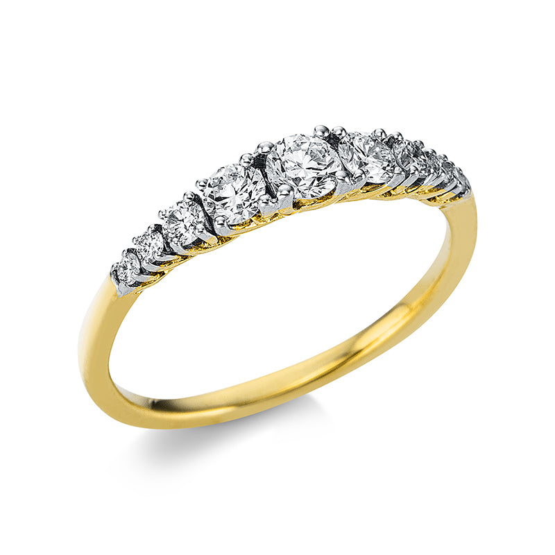 Ring 18 kt GG, 9 Brill. 0,50 ct, TW-si